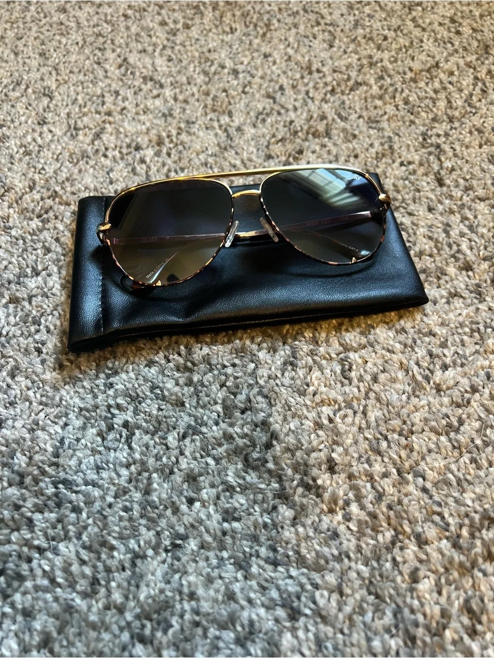 Quay High Key Aviator Sunglasses with Black Gradient Lenses